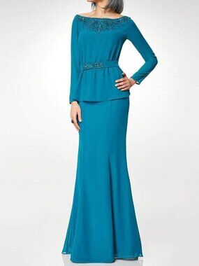 NWT Clarisse M6538 Chiffon Mother of the Bride Dresses Green Topaz Size 24